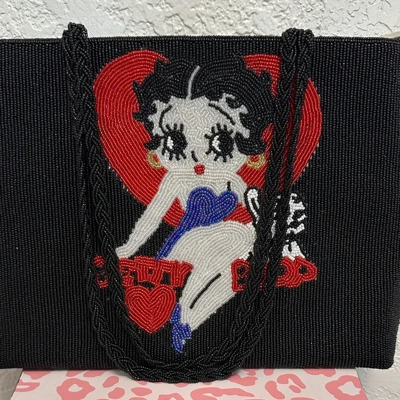Betty Boop Black Clutch with Red Heart Design - Picture 2 of 10